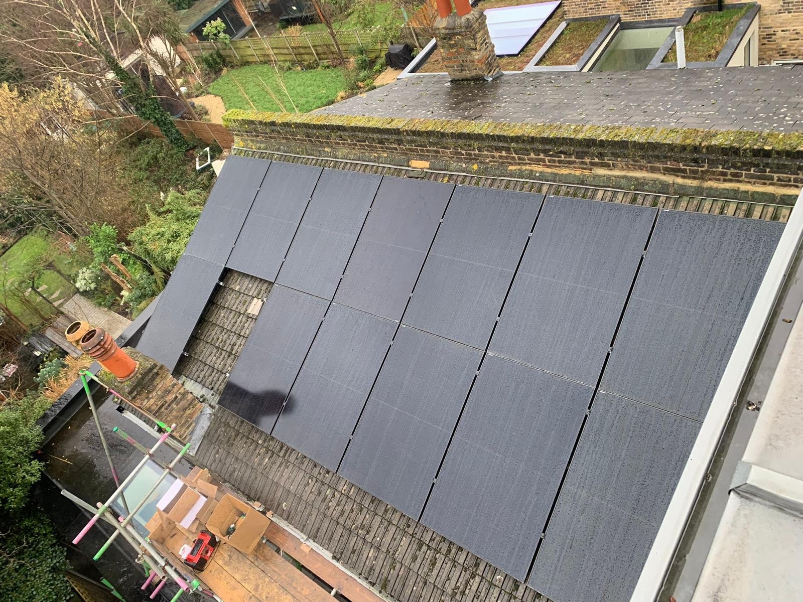 Large rooftop solar PV array during installation in Winchester