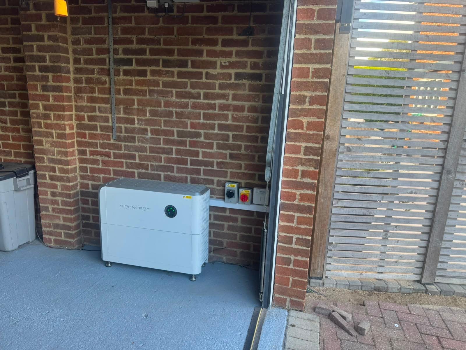 Sigenergy home battery storage unit installed in a garage in Winchester
